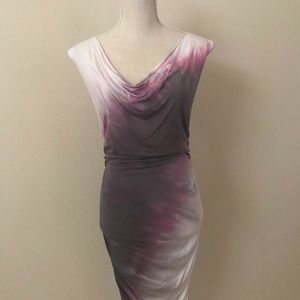 Michelle Jonas , MiJo White and Purple Ombre Cowl Neck Dress